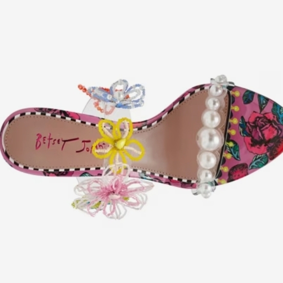 💕🔹️Betsey Johnson🔹️berry Multi Goldiee embellished Heeled Sandals - Picture 7 of 8